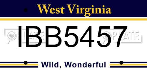 IBB5457 West Virginia License Plate