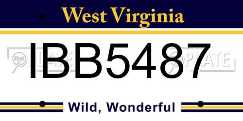 IBB5487 West Virginia License Plate