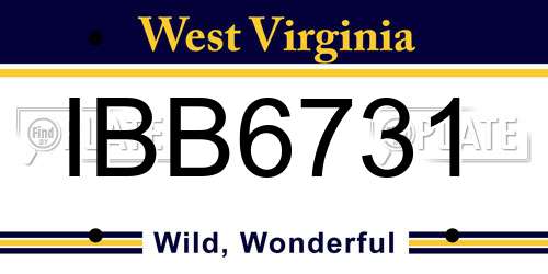 IBB6731 West Virginia License Plate