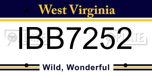 IBB7252 West Virginia License Plate
