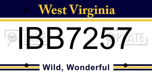 IBB7257 West Virginia License Plate