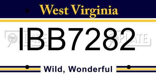 IBB7282 West Virginia License Plate