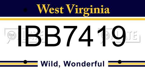 IBB7419 West Virginia License Plate