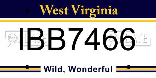 IBB7466 West Virginia License Plate