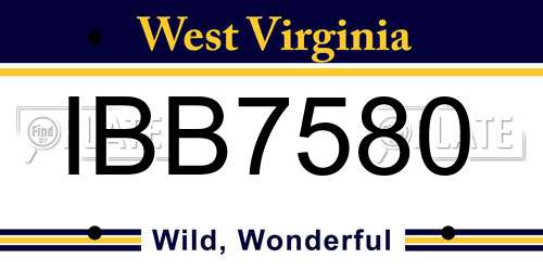IBB7580 West Virginia License Plate