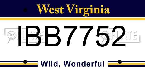 IBB7752 West Virginia License Plate