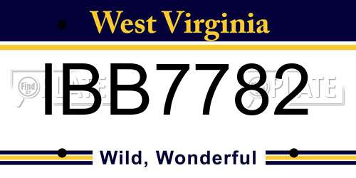 IBB7782 West Virginia License Plate