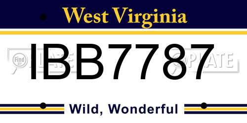 IBB7787 West Virginia License Plate