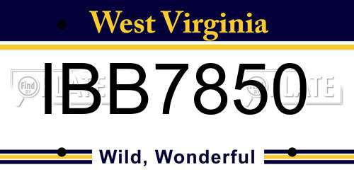 IBB7850 West Virginia License Plate
