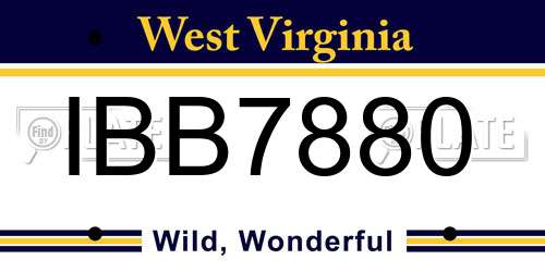 IBB7880 West Virginia License Plate