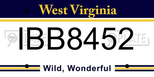 IBB8452 West Virginia License Plate