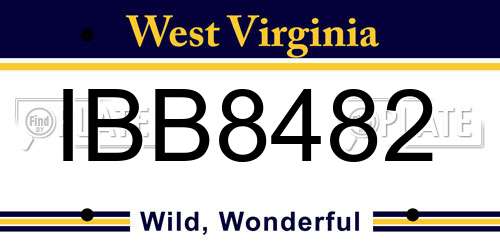 IBB8482 West Virginia License Plate