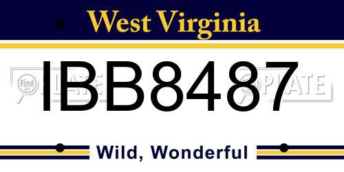 IBB8487 West Virginia License Plate