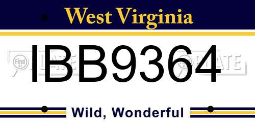 IBB9364 West Virginia License Plate