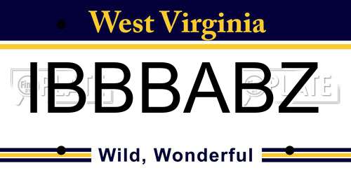 IBBBABZ West Virginia License Plate