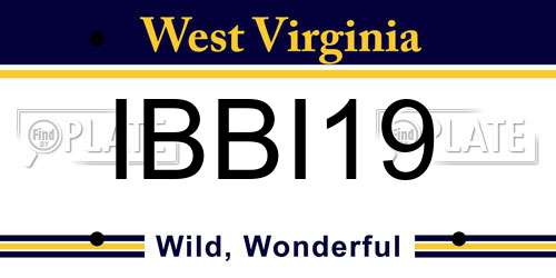 IBBI19 West Virginia License Plate
