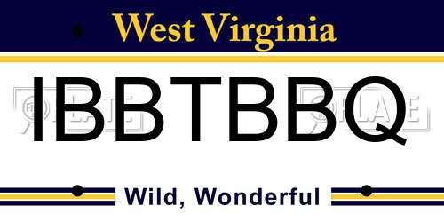 IBBTBBQ West Virginia License Plate