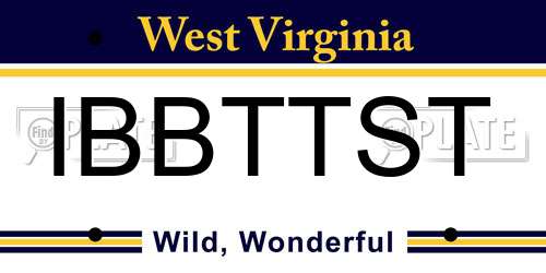 IBBTTST West Virginia License Plate