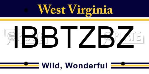 IBBTZBZ West Virginia License Plate