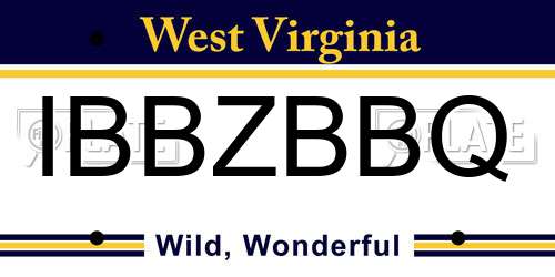 IBBZBBQ West Virginia License Plate