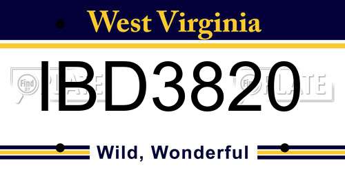 IBD3820 West Virginia License Plate