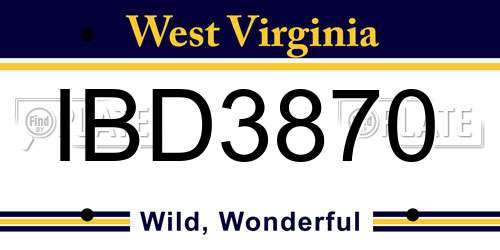 IBD3870 West Virginia License Plate