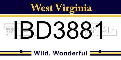 IBD3881 West Virginia License Plate
