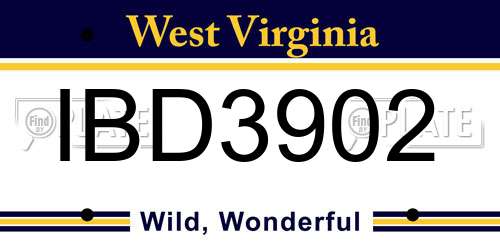 IBD3902 West Virginia License Plate