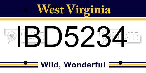 IBD5234 West Virginia License Plate