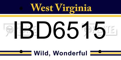 IBD6515 West Virginia License Plate