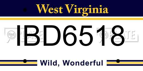 IBD6518 West Virginia License Plate