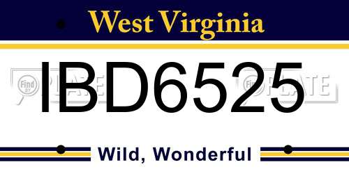 IBD6525 West Virginia License Plate