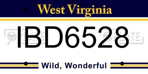 IBD6528 West Virginia License Plate
