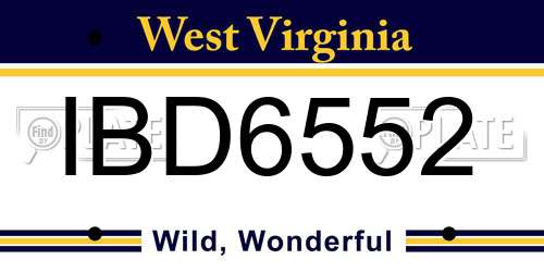 IBD6552 West Virginia License Plate