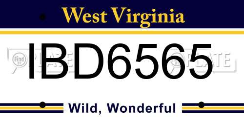 IBD6565 West Virginia License Plate
