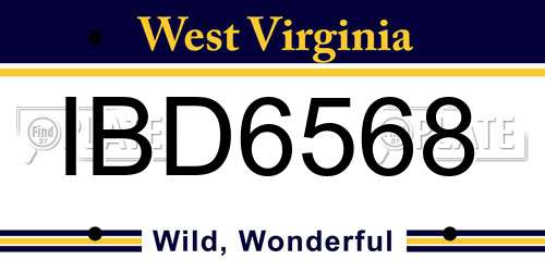 IBD6568 West Virginia License Plate