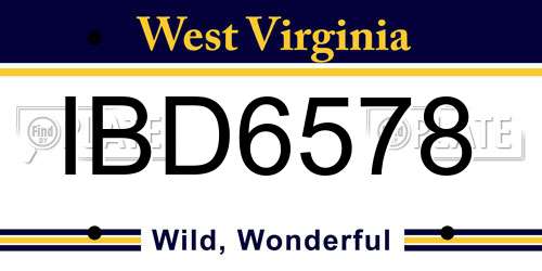 IBD6578 West Virginia License Plate