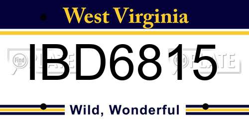 IBD6815 West Virginia License Plate