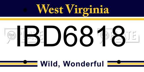 IBD6818 West Virginia License Plate
