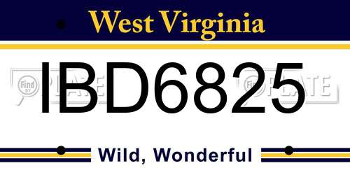 IBD6825 West Virginia License Plate