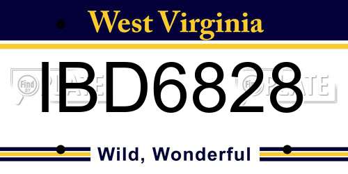IBD6828 West Virginia License Plate
