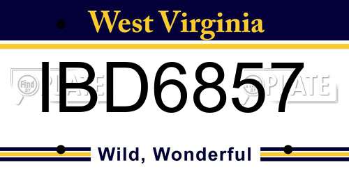 IBD6857 West Virginia License Plate