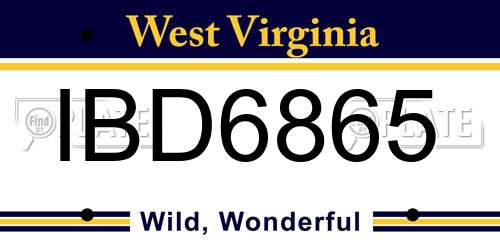 IBD6865 West Virginia License Plate
