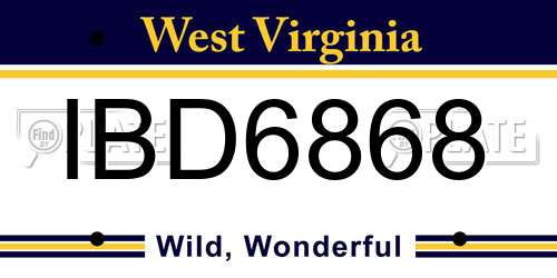 IBD6868 West Virginia License Plate