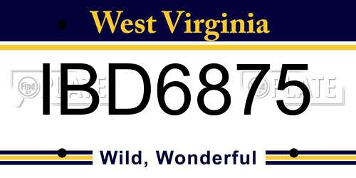 IBD6875 West Virginia License Plate