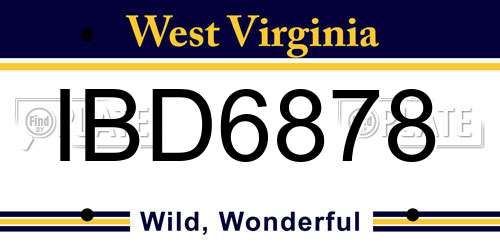 IBD6878 West Virginia License Plate