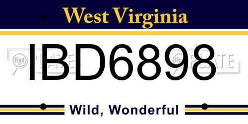 IBD6898 West Virginia License Plate