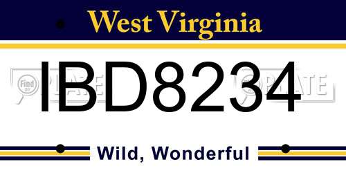 IBD8234 West Virginia License Plate