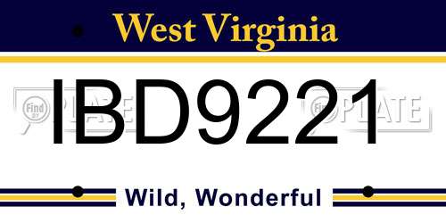 IBD9221 West Virginia License Plate
