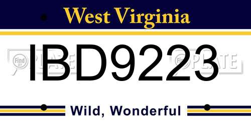 IBD9223 West Virginia License Plate